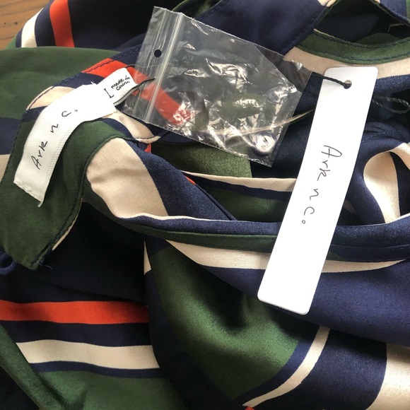 VICI stripe plunging neckline, pocketed halter jumpsuit by Ark. NEW Re $75 L ** - Picture 4 of 9